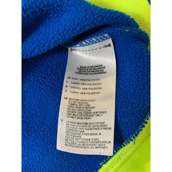 Adidas  Full Zip Hooded Sweatshirt Men's Size Large Royal Blue Neon Yellow Trim - Picture 6 of 11